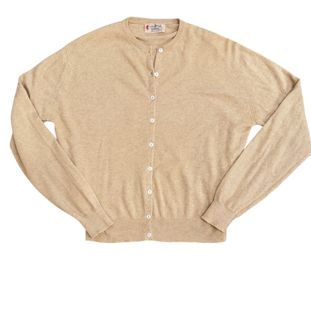Pringle of Scotland 100% Cashmere Cardigan Sweater Beige Womens M Preppy - Picture 2 of 12